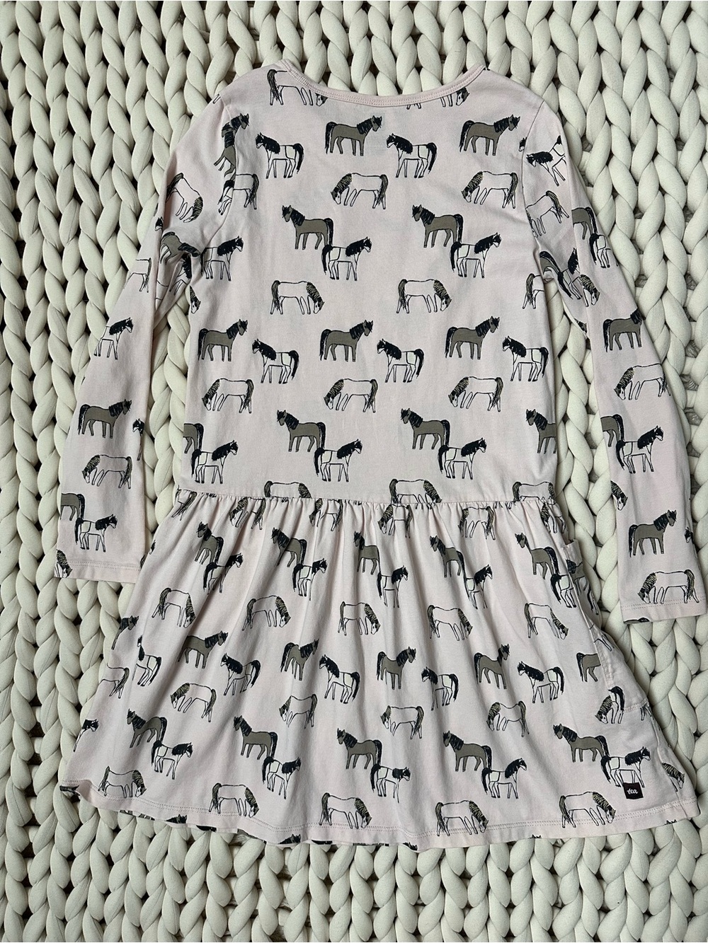 Girls Tea Collection Long Sleeve Horse Print Dress - Light Pink | Size 10 🐴 - Picture 5 of 8